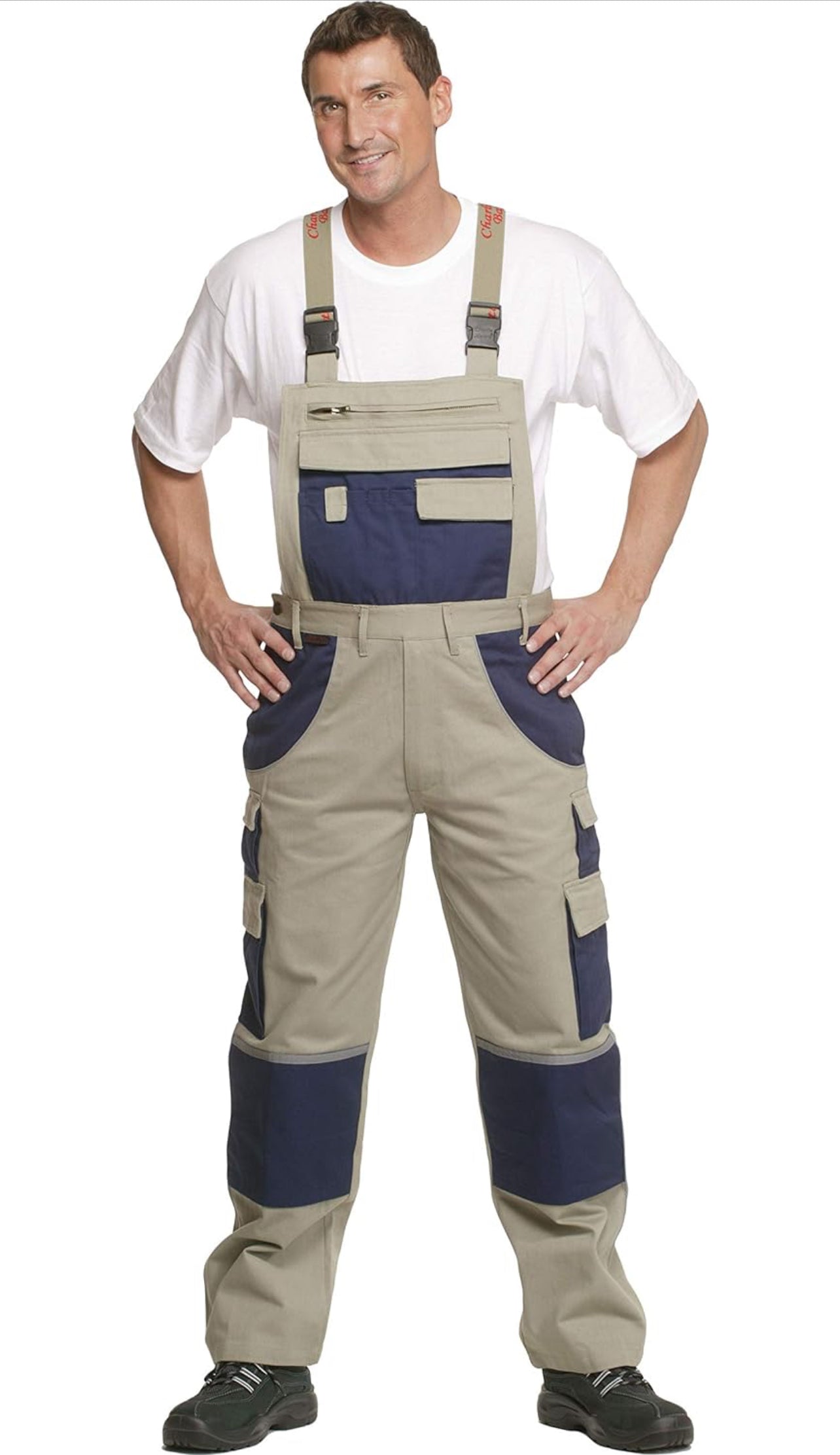 Charlie Barato® Latzhose Beige/Hydronblau
