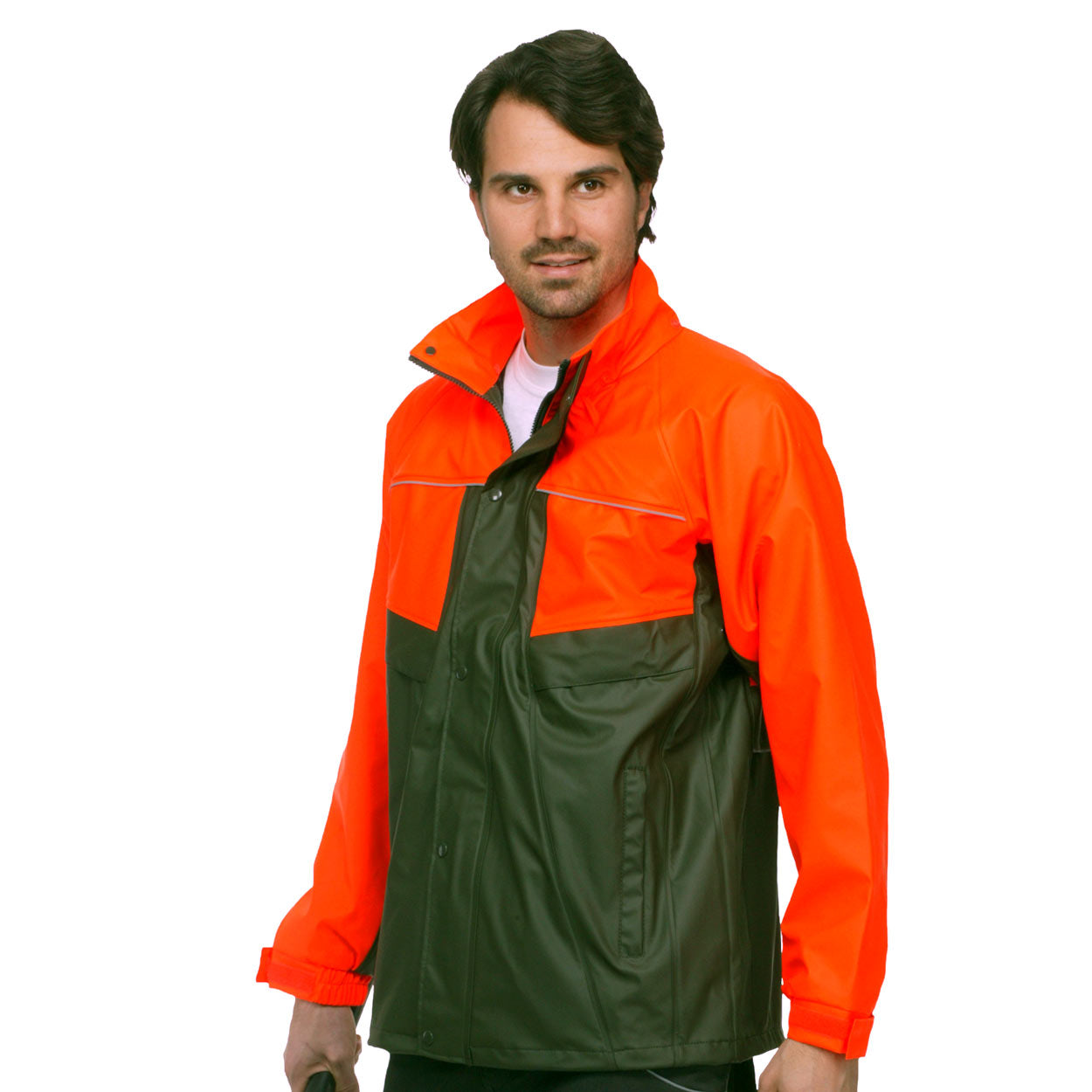 Charlie Barato® PU-Regenjacke Oliv/Orange