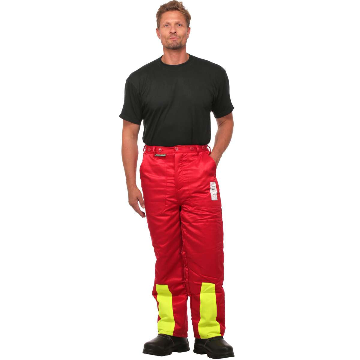 WOODSafe® Schnittschutzhose Klasse 1 Rot/Gelb