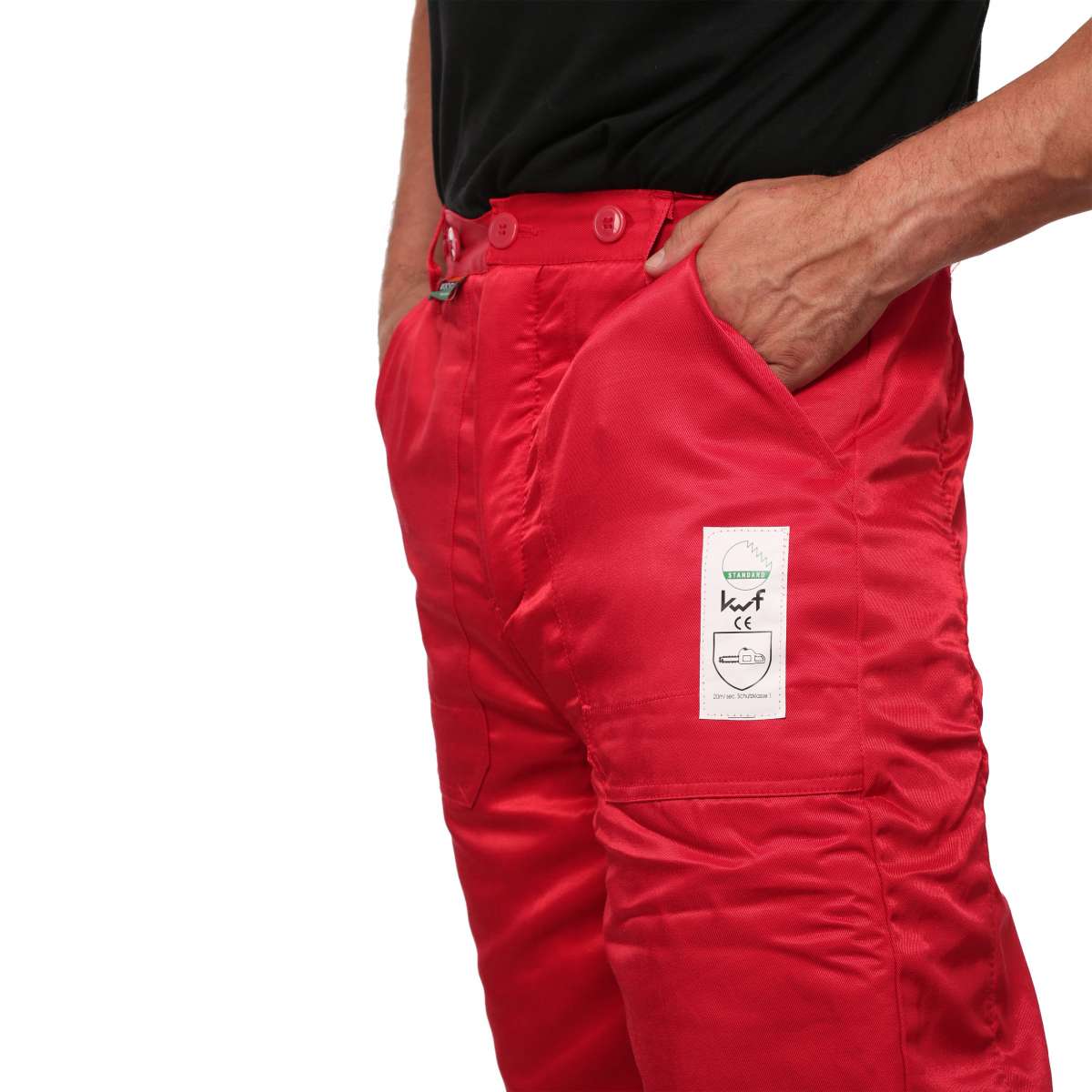 WOODSafe® Schnittschutzhose Klasse 1 Rot/Gelb