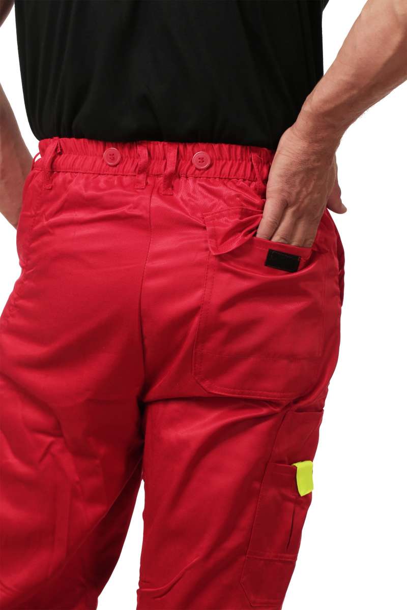 WOODSafe® Schnittschutzhose Klasse 1 Rot/Gelb