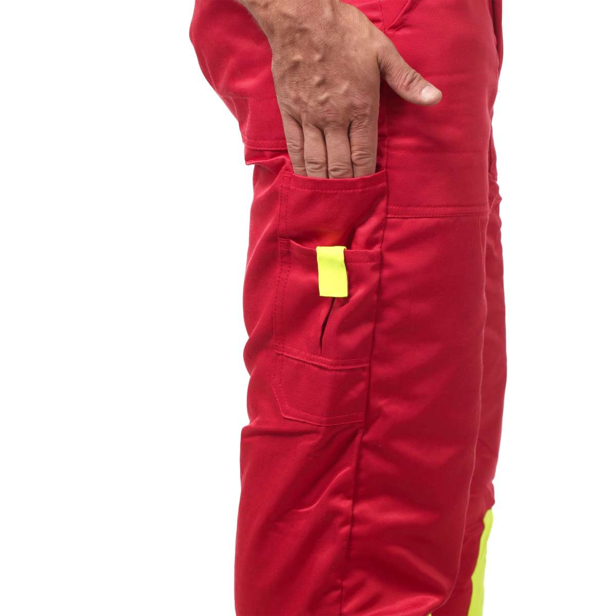 WOODSafe® Schnittschutzhose Klasse 1 Rot/Gelb